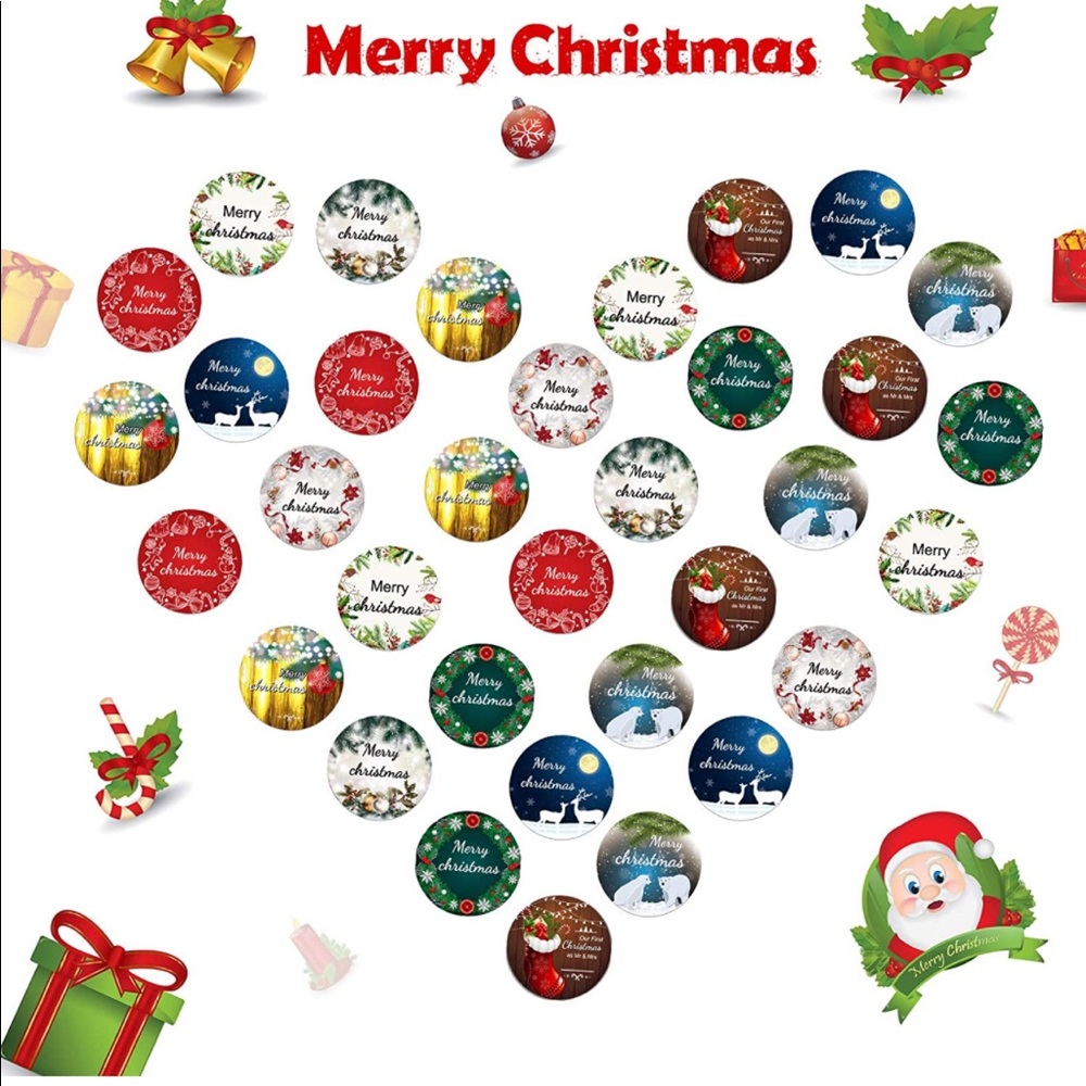 🆕🎅🏽 100 Christmas Label Stickers - Picture 5 of 7